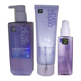 Mise-en-scène Perfect Magic Straight 3-piece set Shampoo 530ml + Treatment 230ml + Serum 80ml Anti-curly care / 미쟝센 퍼펙트 매직 스트레이트 3종 세트 샴푸 530ml + 트리트먼트 230ml + 세럼 80ml 반곱슬케어