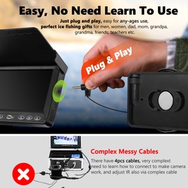 FishPRO Underwater Fishing Camera w/DVR Portable - 4.3'' (No Need Learn) Ice Fishing Camera Underwater 32GB SD Card, 3-Grade IR Lighting, 20X Zoom,1000TVL Ice Fishing Fish Finder for Kayak Ice Fishing