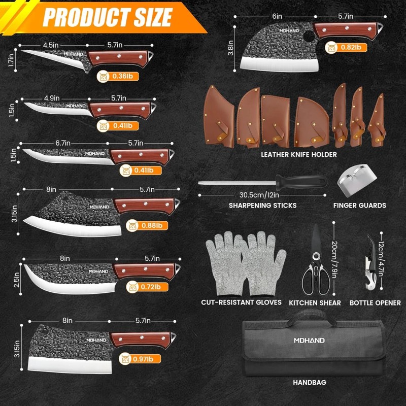 Unbranded Butcher Knife Set 14 PCS Chef Knife Set Hand