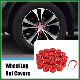 Motoforti 20pcs Red 17mm Car Wheel Lug Nut Cap Tyre Hub Screw Bolt Dust Cover Long-lasting