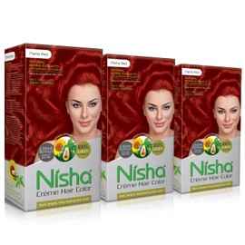 Nisha Creme Hair Color Flame Red (pack of 3)
