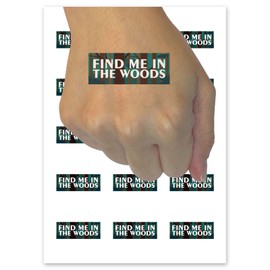 Find Me In The Woods Nature Hiking Camping Temporary Tattoo Water Resistant Fake Body Art Set Collection - 15 2" Tattoos (1 Sheet)