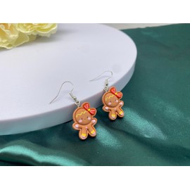 Christmas Earrings for Women Funny Christmas Trees Santa Claus Gingerbread Dangle Drop Earrings Colorful Christmas Earrings Cute Festive Jewelry Gifts for Women(Gingerbread)