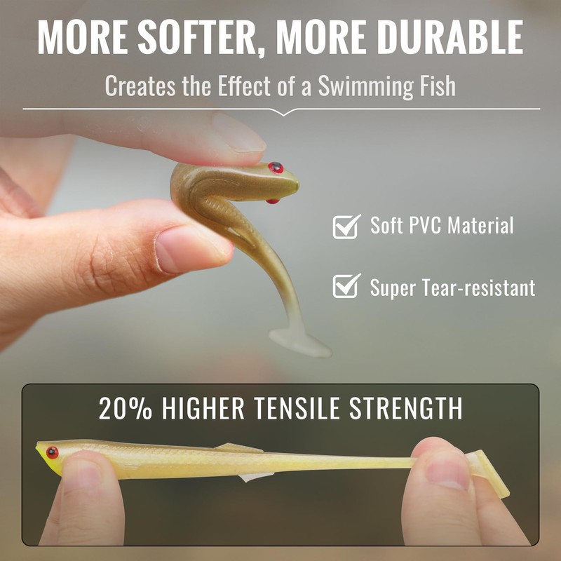 TRUSCEND Easy Catch Soft Lures, Unique Vibrating Swim Action and