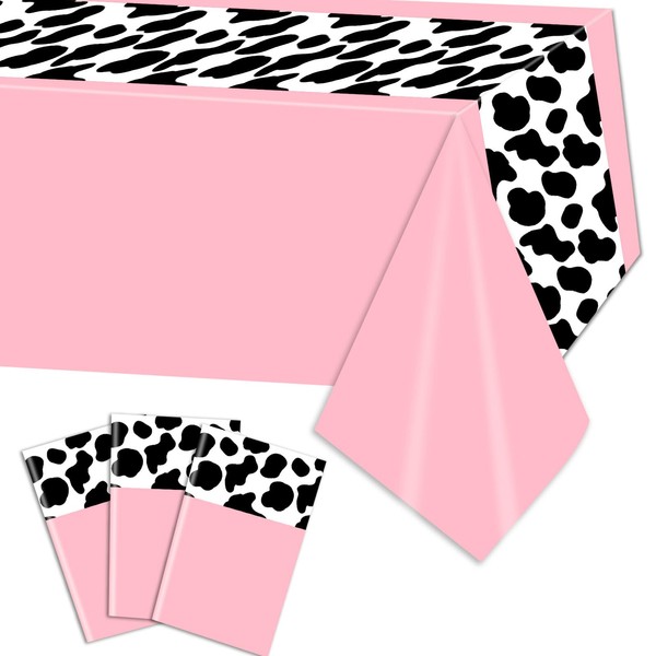 PHOGARY Pink Cow Tablecloth Cow Print Table Runner Cow Themed