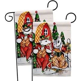 Angeleno Heritage Holiday Mouses Garden Flag 2pcs Pack Winter Christmas Santa Marry Xmas Present Reindeer Season Wintertime Snow House Decoration Banner Small Yard Gift Double-Sided, Made in USA