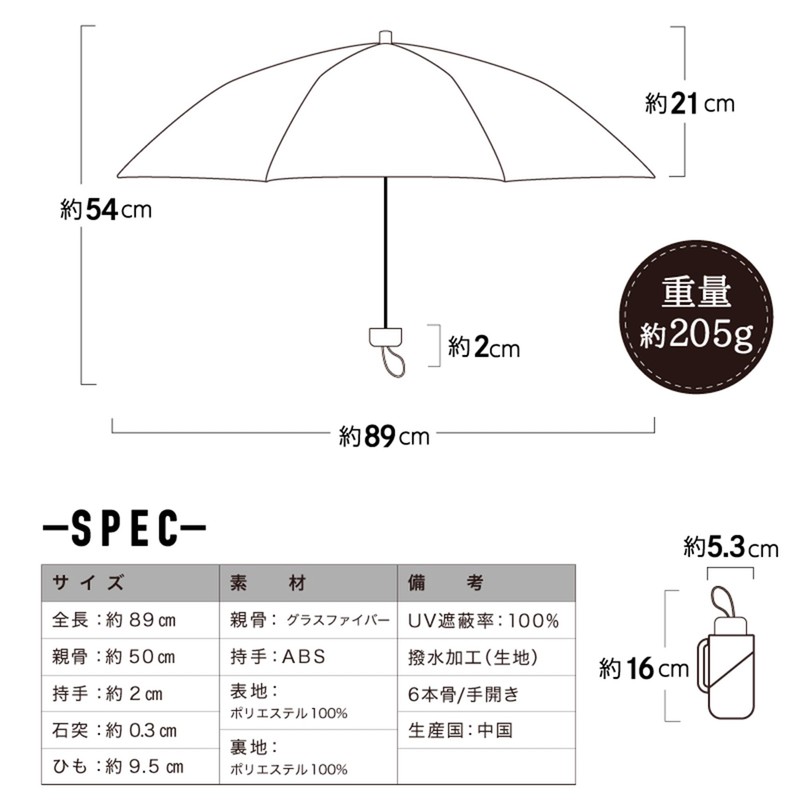 Parasol, Folding Parasol, Ultra Lightweight, Only 7.1 oz (205 g),