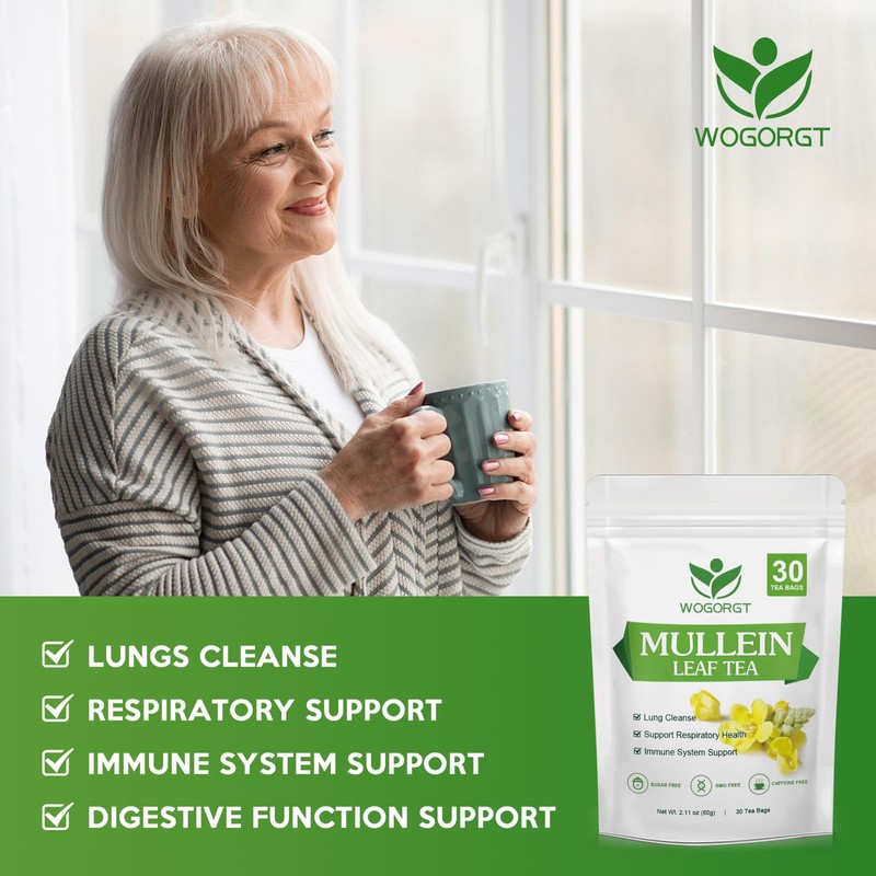 Mullein Tea Bags - Organic Mullein Leaf Tea for Lungs