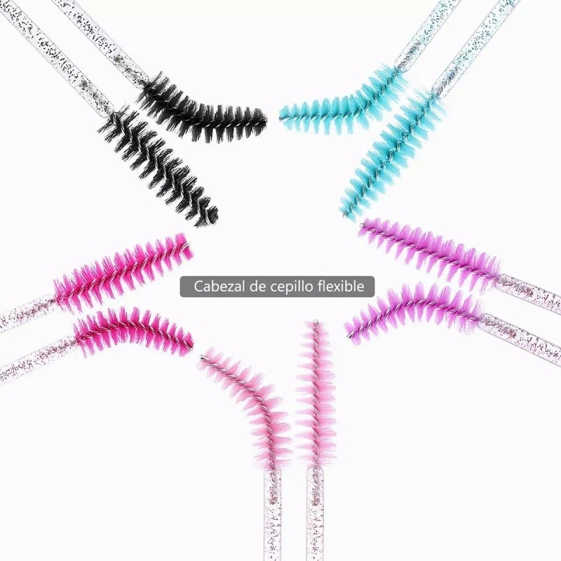 Beauty 50 Cepillos Desechables Glitter Para Extensión De Pestañas
