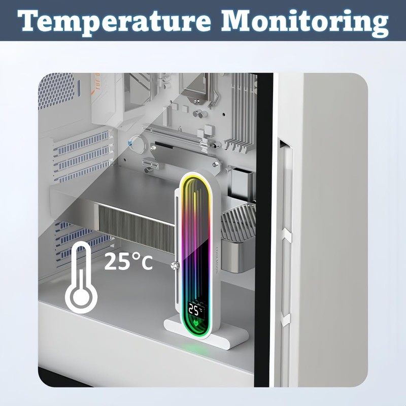 KLLsmDesign Height Adjustable RGB GPU Support with Integrated Temperature Display,