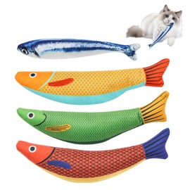 ZITUZY 4 Pieces Cat and Fish Toys, Cute Plush Fish Toy, Biting and Relieving Boredom Plush Fish Toy, Plush Fish Toy for Pets to Play and Chew