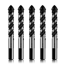 5-Piece 9/16“ Masonry Drill Bits for Tile Glass Ceramic Wall Brick Stone Soft-Metal Wood,9/16 Inch Concrete Drill Bits Cement Drill Bit Set, 3-Flat Shank, YG8 Carbide Tungsten Steel Alloy Tip 14mm