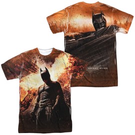 Dark Knight Rises Fire Poster Front Back Print 100% Polyester Adult Costume T Shirt for Men & Women, 4X-Large Multicolor