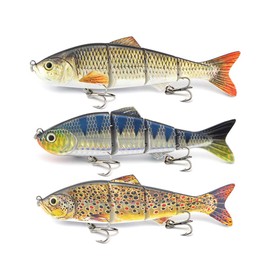 ODS Artificial Bait Wobbler Set 4 Joint Fishing Lure Blinker Fishing for Perch Trout Predator Fish Swimming Bait with 2 Treble Hooks for Freshwater Saltwater