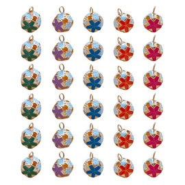 ZAYOIZY 50pcs Hollow Vintage Bells Colored Craft Jingle Bell, 0.55in Beautiful Little Bell Beads for Wind Chimes Making, Colorful Flowers on Bells, 5 Colors