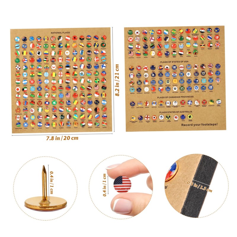 Operitacx 291 Pcs Flags Push Pins, National Flag Pins thumb