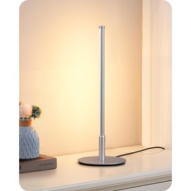 EDISHINE Upgraded LED Table Lamp, Stepless Dimmable Bedside Lamp with 3 Color Temperature, Modern Nightstand Lamp, Desk Lamp for Bedroom, Living Room, Corner, Gift, Metal Finish, Silver, 6W