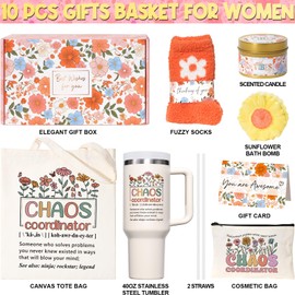Thank You Gifts for Women, Chaos Coordinator Gifts for Coworker Employee Manager Boss Lady Teacher Nurse Christmas Coworker Appreciation Gifts Birthday Care Package Gifts with 40 OZ Tumbler Tote Bag