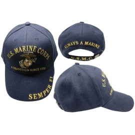 Eagle Emblems U.S. Marine Corps Tradition Since 1775 Semper Fi Blue Hat Cap