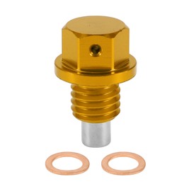 RATCHROLL 1 Set Universal Oil Drain Plug Anti Leakage Oil Pan Drain Bolt Screw Thread Repair with Gasket Magnetic Gold Tone Aluminum Alloy Copper M12x1.75