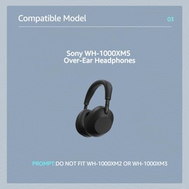 Wzsipod Replacement Ear Pads for Sony WH-1000XM5 – Premium PU Leather Ear Cushions with High-Density Noise Isolating Foam, Soft & Durable XM5 Earpads – Black