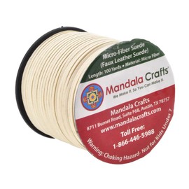 Mandala Crafts Faux Suede Cords Cream Leather Cords for Jewelry Making - 2.65mm Leather Laces Leather Strips Flat Vegan Leather Strings for Dream Catchers Supplies