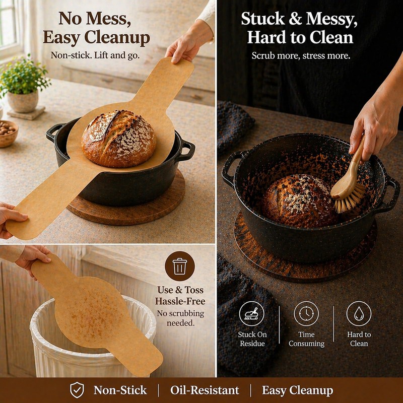 Tchrules Dutch Oven Liners, with Extended Handles Unbleached 100 Pcs