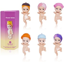 Mini Angel Anime Figures Doll Blind Box, Backpack Pendant Keychain, Generation Seated Action Doll Decoration Ornament, Collectible Blind Box with Hanging rope