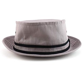 Armycrew Cotton Twill Fisherman Roll Up Bucket Hat with Stripe Band - Grey Black - 2XL