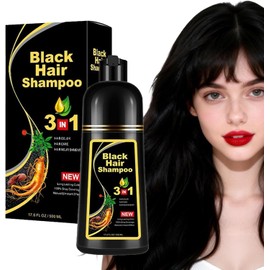 shampoo con tinte 3 en 1,Champú Colorante para Teñir el Cabello,hair dye shampoo para Cubrir Canas Negro,Fórmula con Ingredientes Herbales,Sin Amoniaco,Efecto Instantáneo y Duradero (Negro)