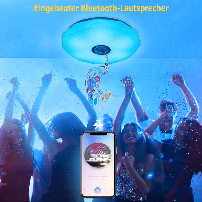 Wholede LED Ceiling Light Dimmable with Bluetooth Speaker, LED Ceiling