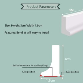 3 Meters Shower Threshold Water Barrier,Wet Room Floor Water Barrier,Bathroom Water Dam,Shower Tray Sealing Strip,Kitchen Sink Bathtub Countertop Retaining Strip, Water Stopper Strip(L Shape,3cm High)