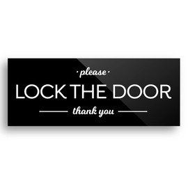 Reilly Originals 2x5 Inch Please Lock Door, Premium Acrylic Plexiglass Designer Sign ~ Ready to Stick ~ Durable & Washable
