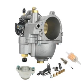 SVKCAR Super E Carburetor 11-0420 & Intake Manifold for Harley Davidson Big Twin Sportster Shorty Softail Super E Carb (with Fuel Filter/Spark Plug/Extra Jets)