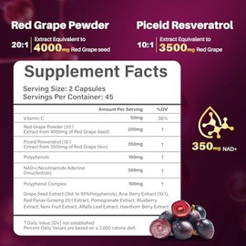 Piceid Resveratrol Supplement and NAD+ Cell Regenerator, Nitric Oxide Supplement, Support Heart Health, Blood Flow, Cellular Energy Production & Metab