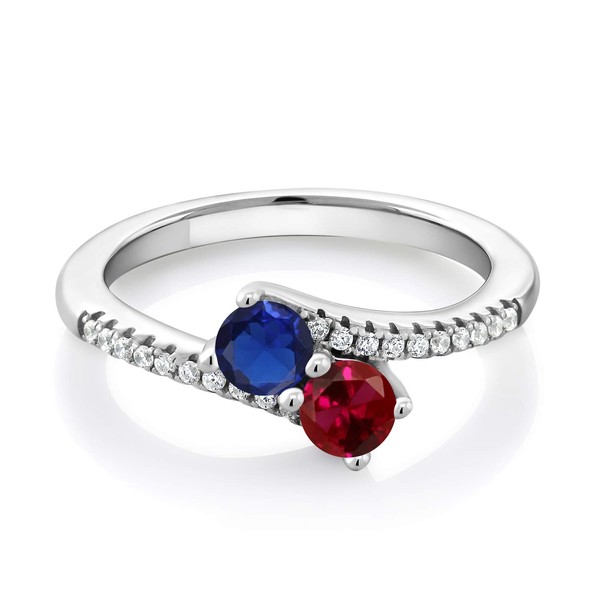 Gem Stone King 925 Sterling Silver Blue Created Sapphire and