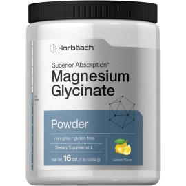 Polvo de glicinato de magnesio 1 lb | Sabor a limón, sin OGM | por Horbaach