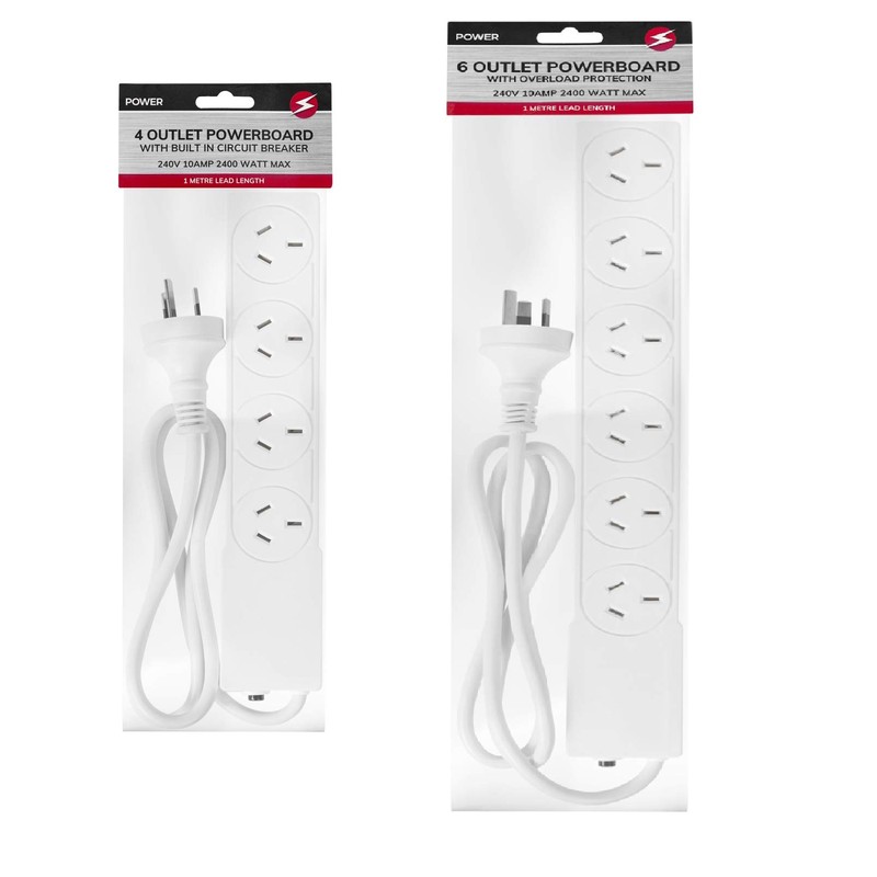 Socket Outlet PowerBoard 4 Way PowerPoint Plug 1M 240V 10AMP