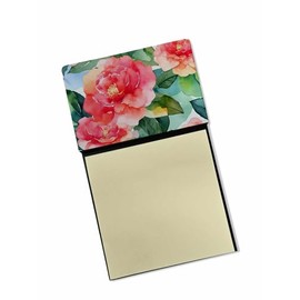 Caroline's Treasures Alabama Camellia in Watercolor Sticky Note Holder Refillable Dispenser Self-Sticky Note Pads, Memo Pads Blank Desk Accessories