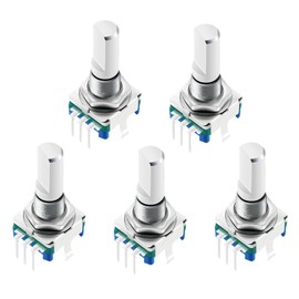 Ouitble 5pcs EC11 360 Degree Digital Potentiometer 5 Pin Rotary Encoder Code Switch 20mm Handle Length for Electronics Projects Data Input