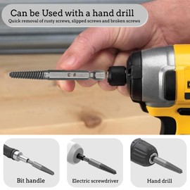 12Pcs Screw Remover and Extractor Drill Bit Set, 1/4" Hex Shank Damaged Screw Remover Set, Screw Extractor Set, Easy Out Bolts Removal Tool for Removing Broken/Rusty/Aged Bolts, Studs