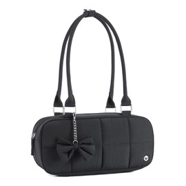 WESTBRONCO Puffer Shoulder Bag for Women Quilted Handbags, Puffy Cosmetic Makeup Bag Organizer with Cute Ornament