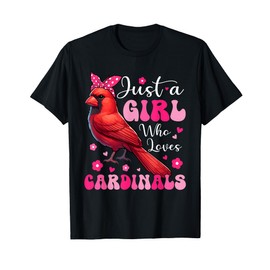 A Girl Loves Cardinal Birds Cute Bird Bow Tie Costume Women T-Shirt