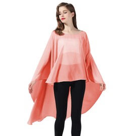 BEAUTELICATE Stole Women's Chiffon Scarf Wrap Cape Elegant for Festive Wedding Wedding Dress Evening Dress, coral