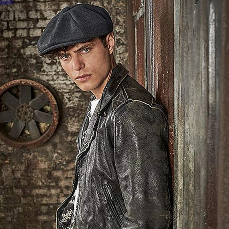 noTrash2003 Men's Flat Cap Melton Wool Baker Boy Cap Peaked