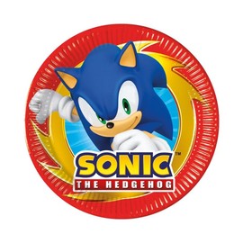 ALMACENESADAN 0494 Disposable Sonic Pack for Parties and Birthdays 8 Plates 23 cm 8 Glasses 20 Napkins