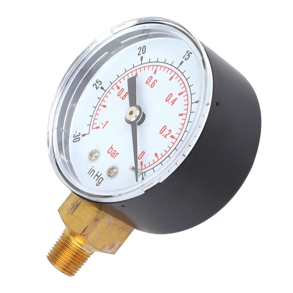 Vacuum Gauge -1-0Bar -30-0inHg 50mm 1/8 BSPT Bottom Connection Air