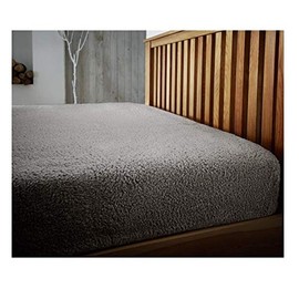 Glamptex Deep 30CM Teddy Bear Fur Sherpa Fleece Fitted Sheet, Single Double King Super (Charcoal Grey, Double)