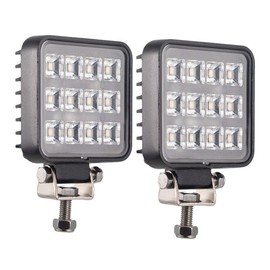 Super Bright Off-Road 3" Square LED Work Light, 6000K Cool-White 150° Wide Flood Beam Large-Space Illunimation for Trucks & Boats, 12V/24V DC 12W, Rugged Die-Cast Aluminum Housing Waterproof, 2-Pack