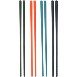 Hemoton 4 Pairs Steel- core Silicone Chopstick Cooking Chopsticks Non- Stick Chopsticks Foods Server Transfer Chopsticks Food Garde Silicone Chopsticks for Eating Frying Hot Pot